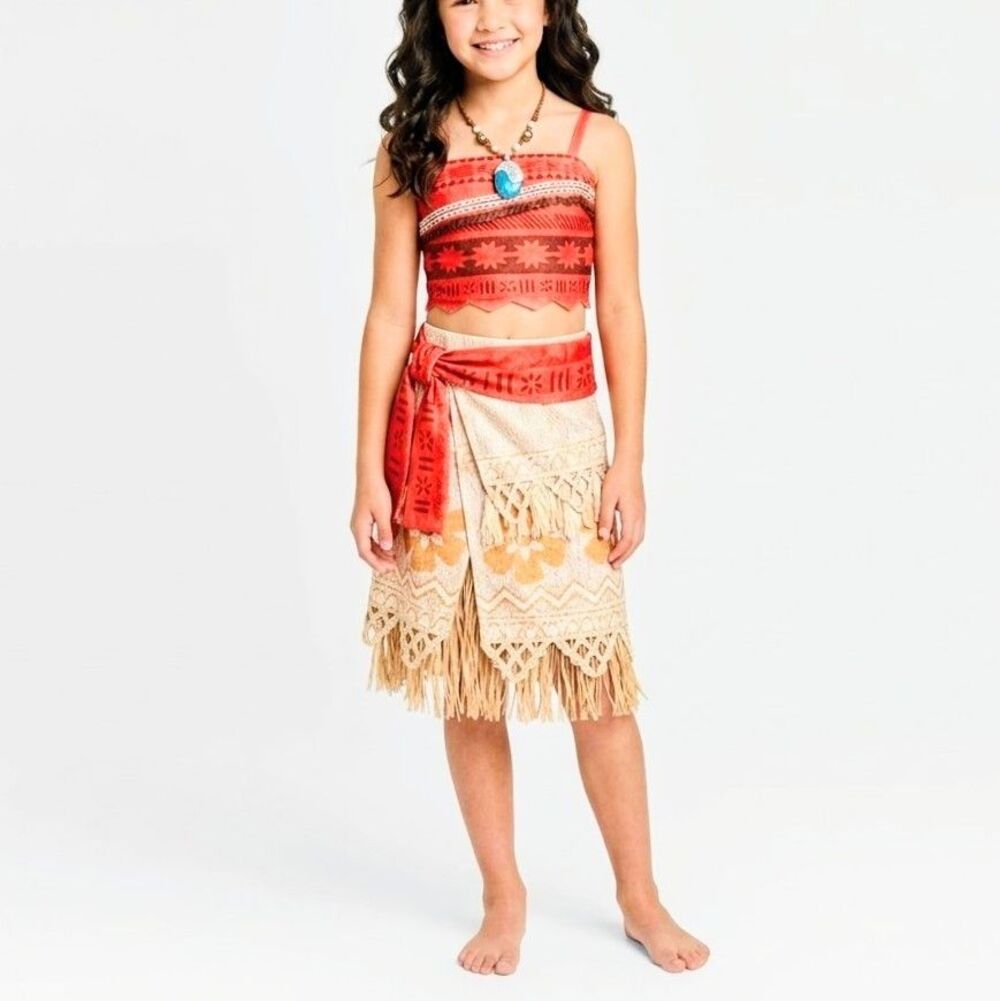 DISNEY MOANA Halloween Costume Dress 2-Piece Set Top & Skirt Kid Size 4-6x NEW